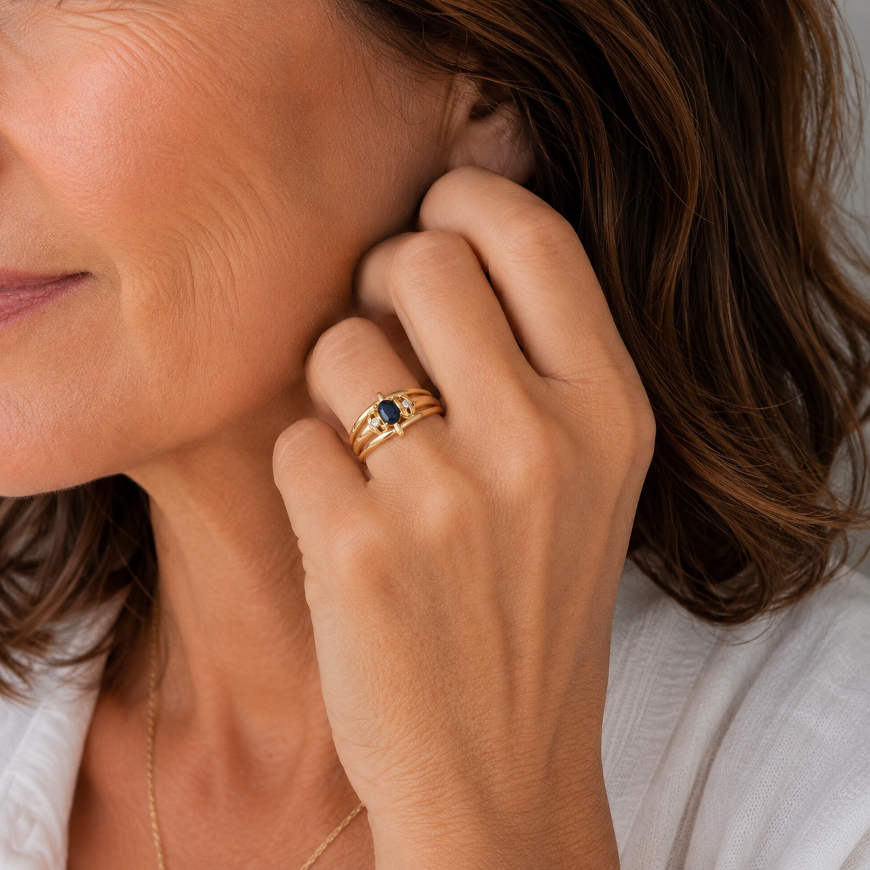 Bague or jaune - Saphir et Diamants