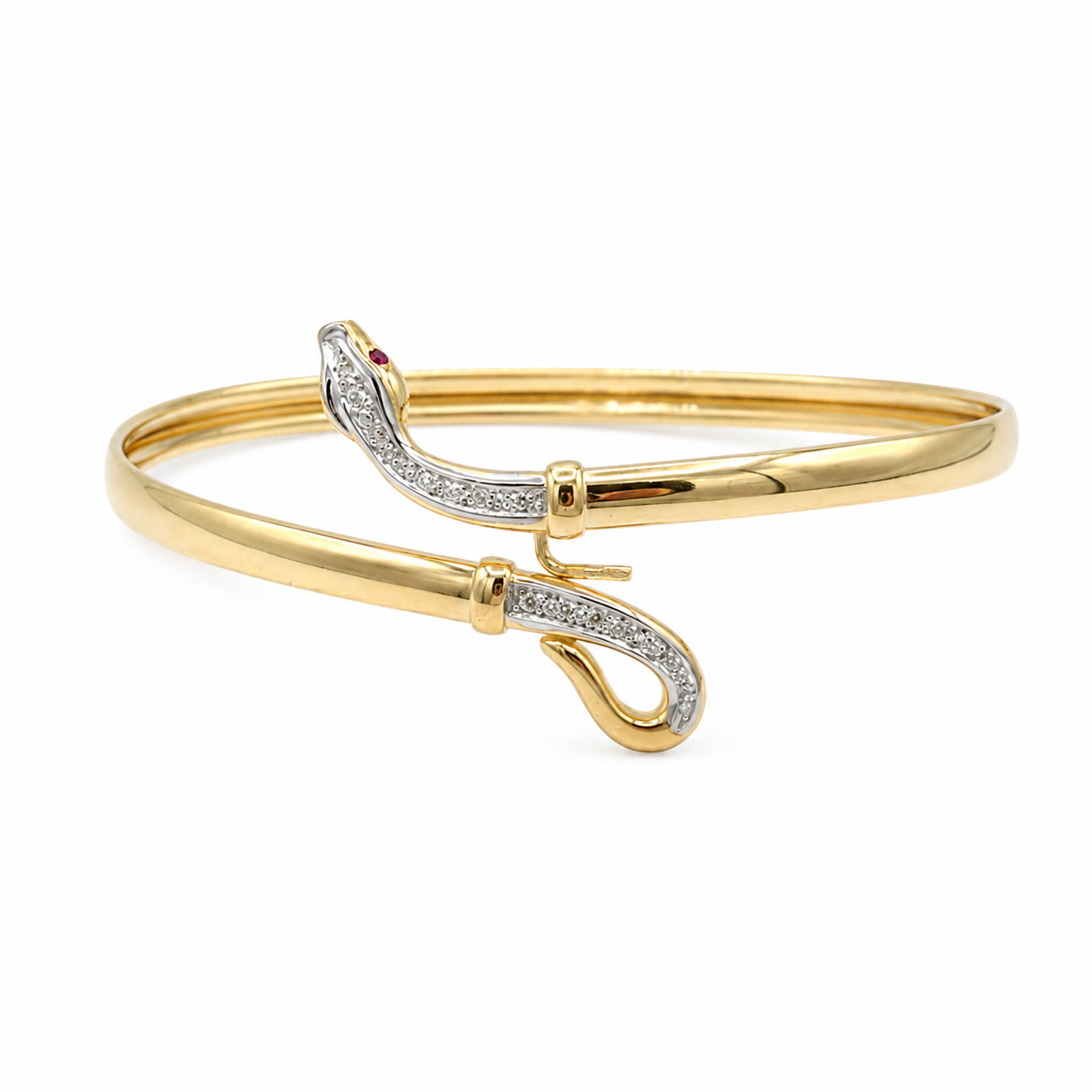 Bracelet Jonc - Serpent - Or jaune - Diamants