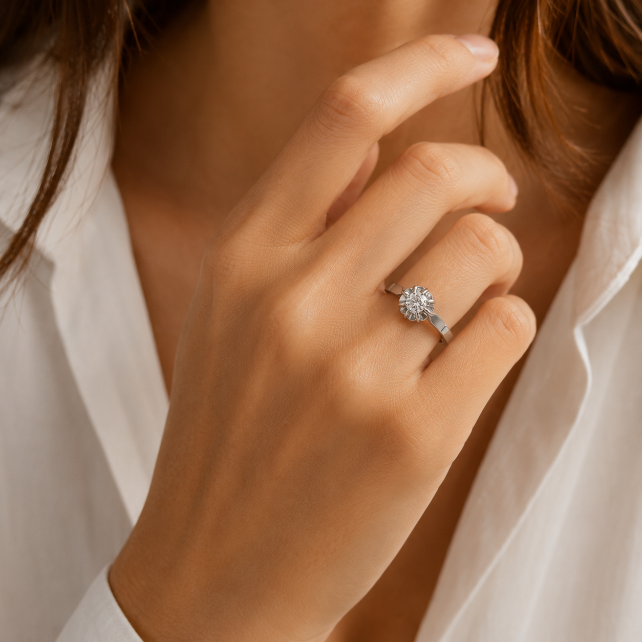 Bague Or blanc - Diamant Taille ancienne