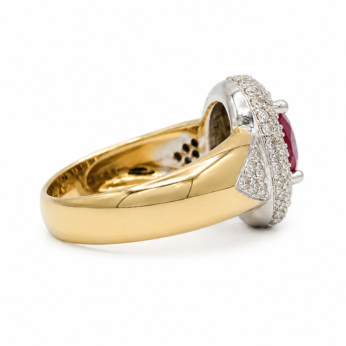 Bague Or blanc et Or jaune Rubis et Diamants