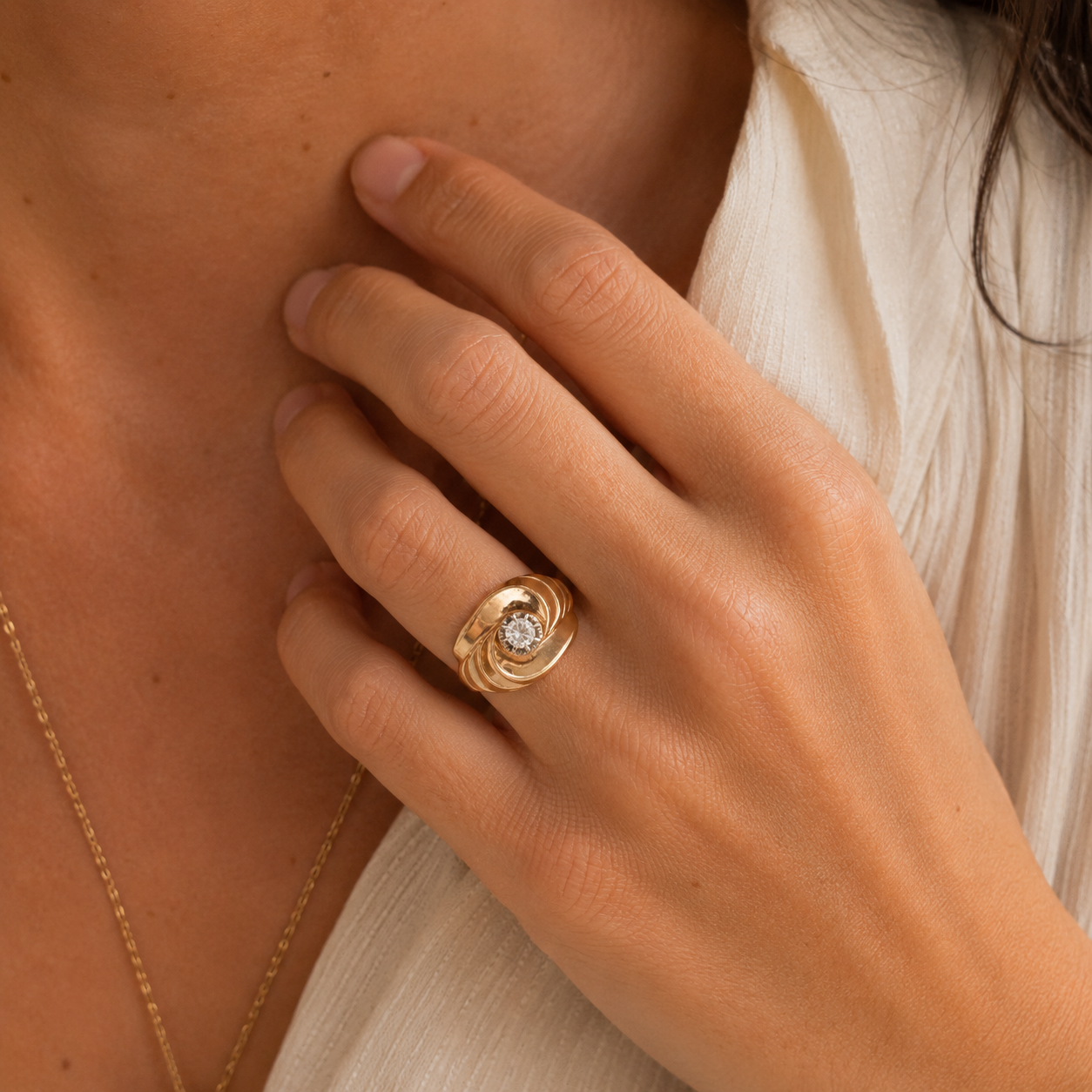 Bague Tank - Or Rose - Diamant 0,25 Carat