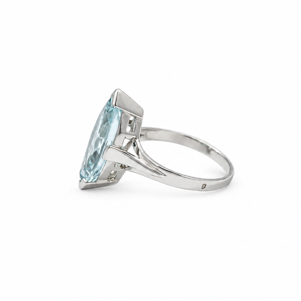 Bague Marquise Or Blanc - Aiguë Marine