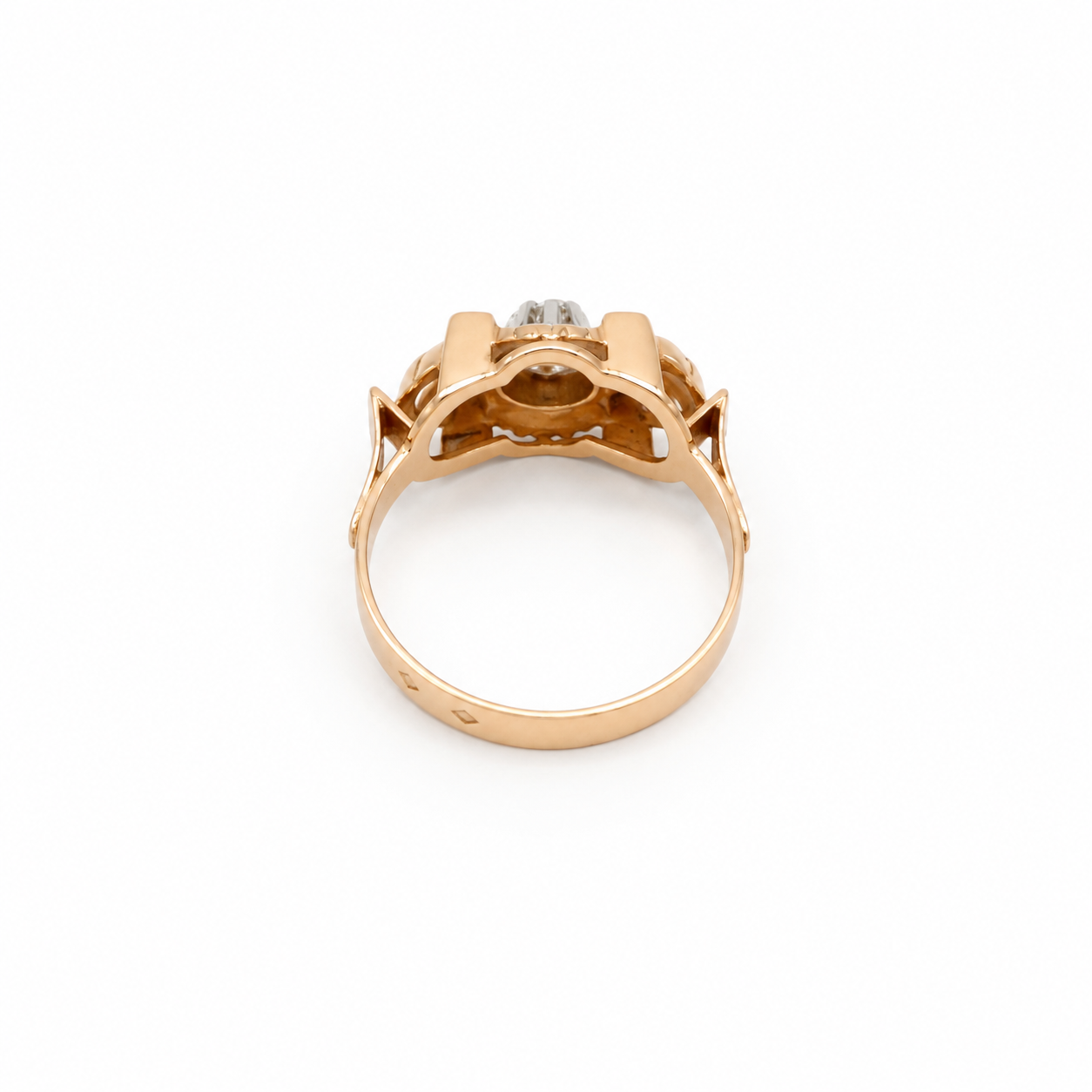 Bague Tank - Or rose - Diamant Taille ancienne