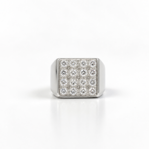 Chevalière Or blanc - Diamants 1,92 carats