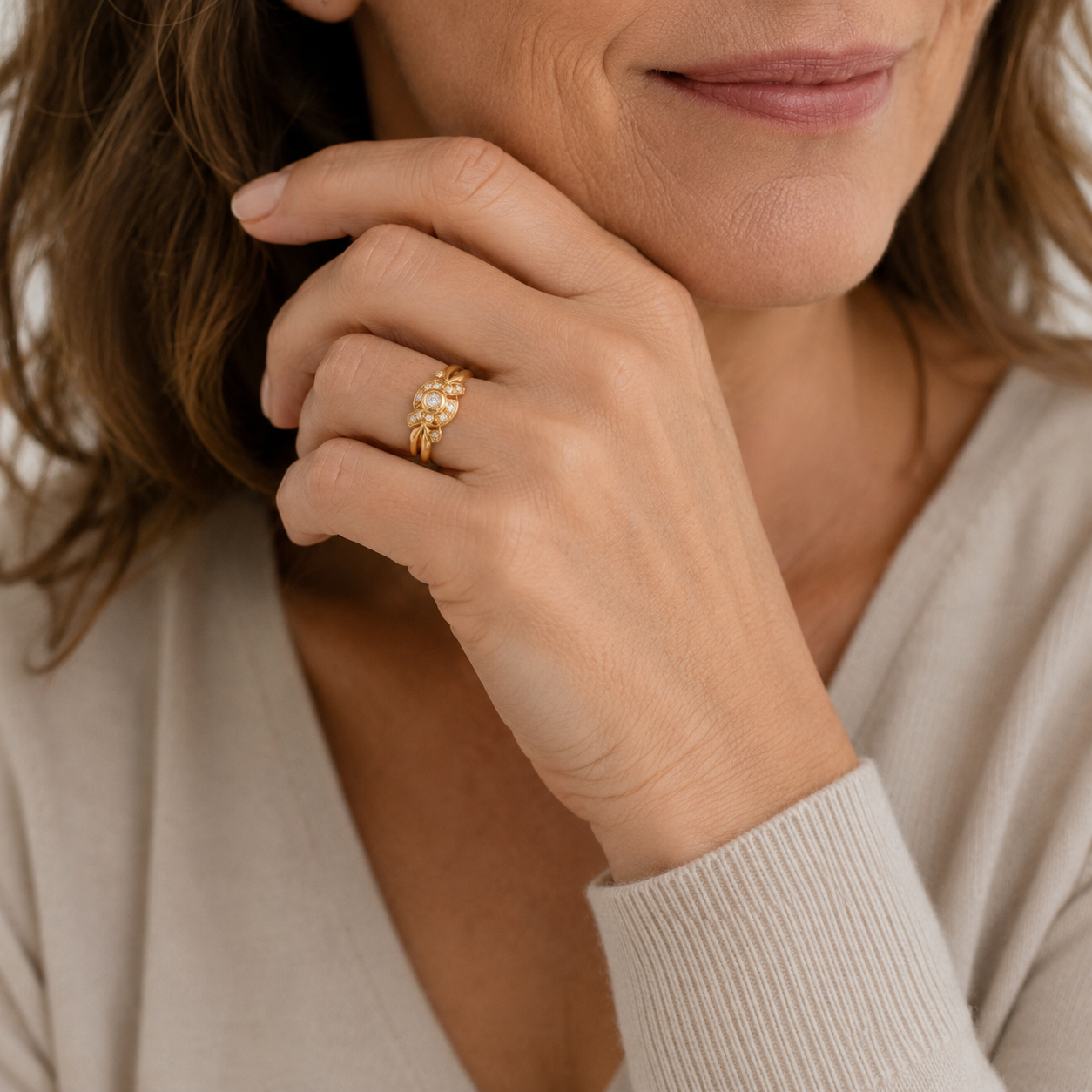 Bague Vintage - Or jaune et Diamants