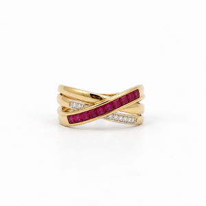 Bague Or jaune - Rubis et Diamants