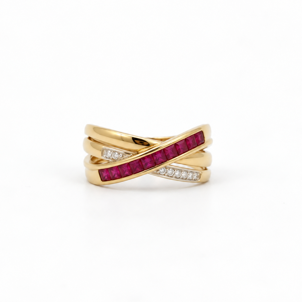 Bague Or jaune - Rubis et Diamants