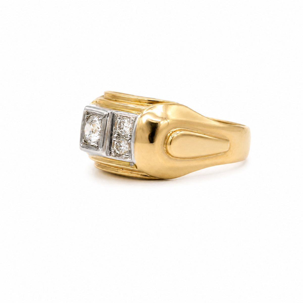 Bague Tank - Or Rosé - Diamants