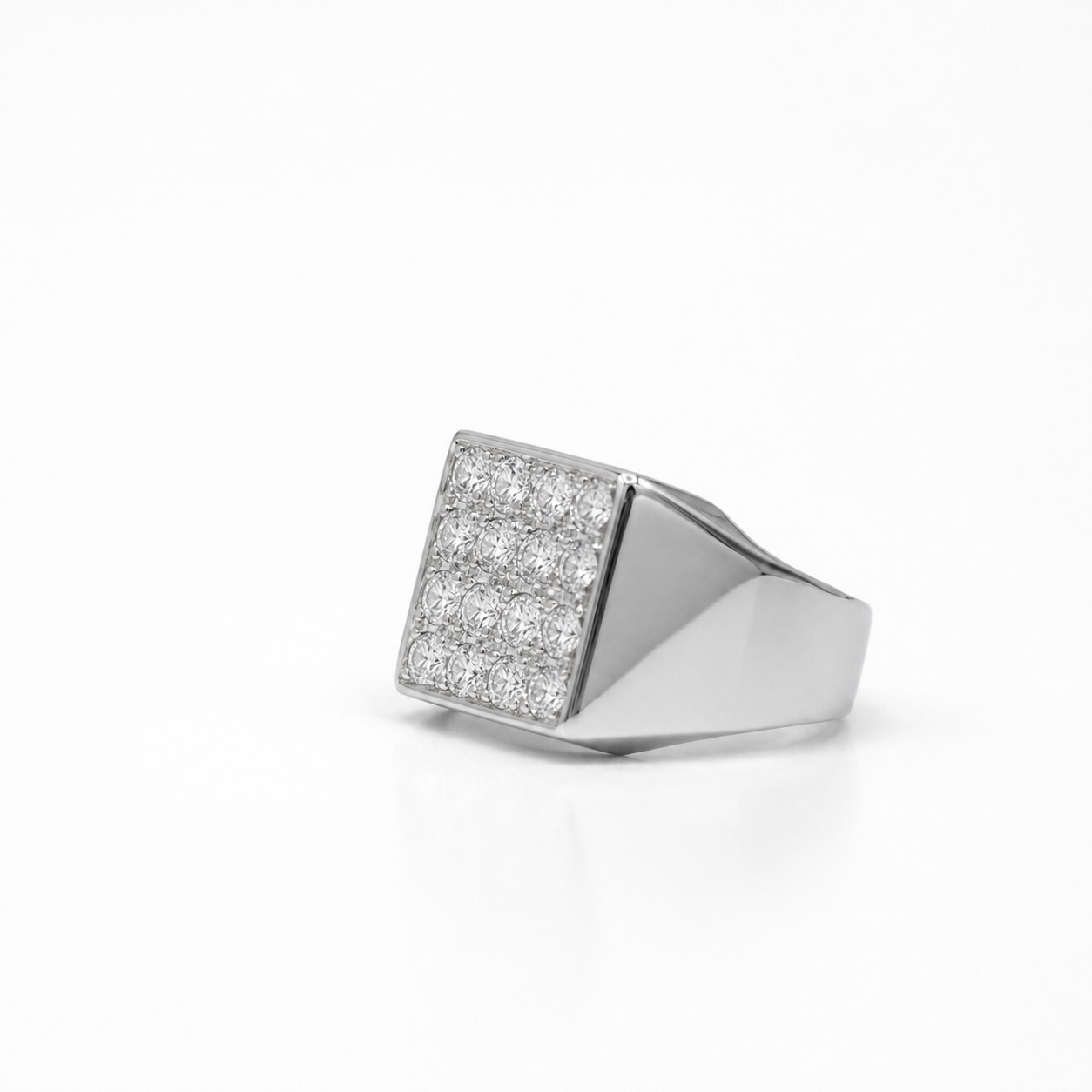 Chevalière Or blanc - Diamants 1,92 carats