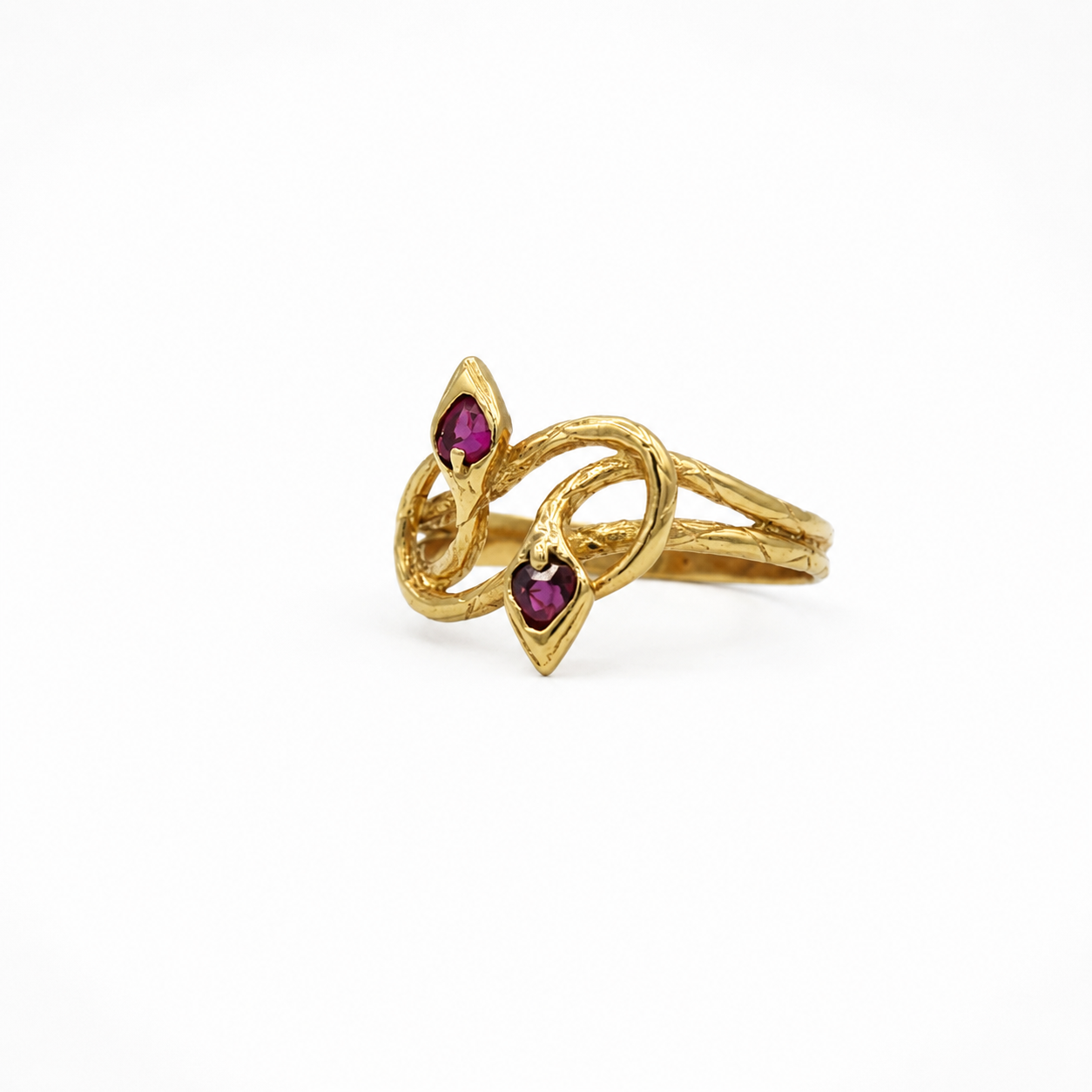Bague Serpent Or jaune - Rubis