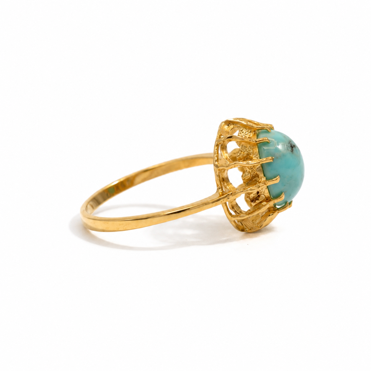 Bague - Or jaune - Cabochon turquoise