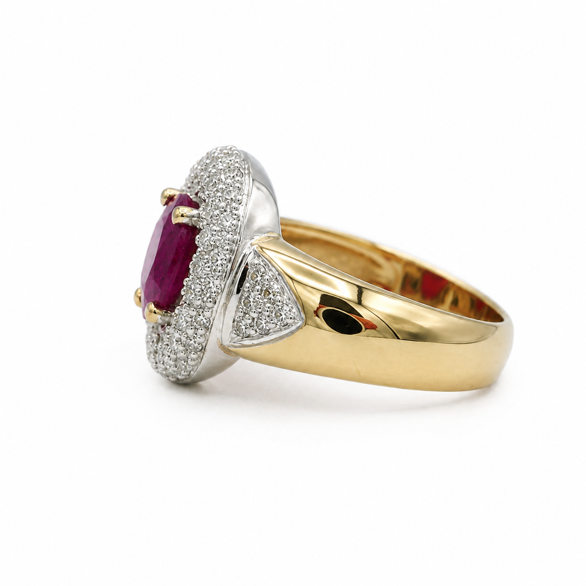 Bague Or blanc et Or jaune Rubis et Diamants