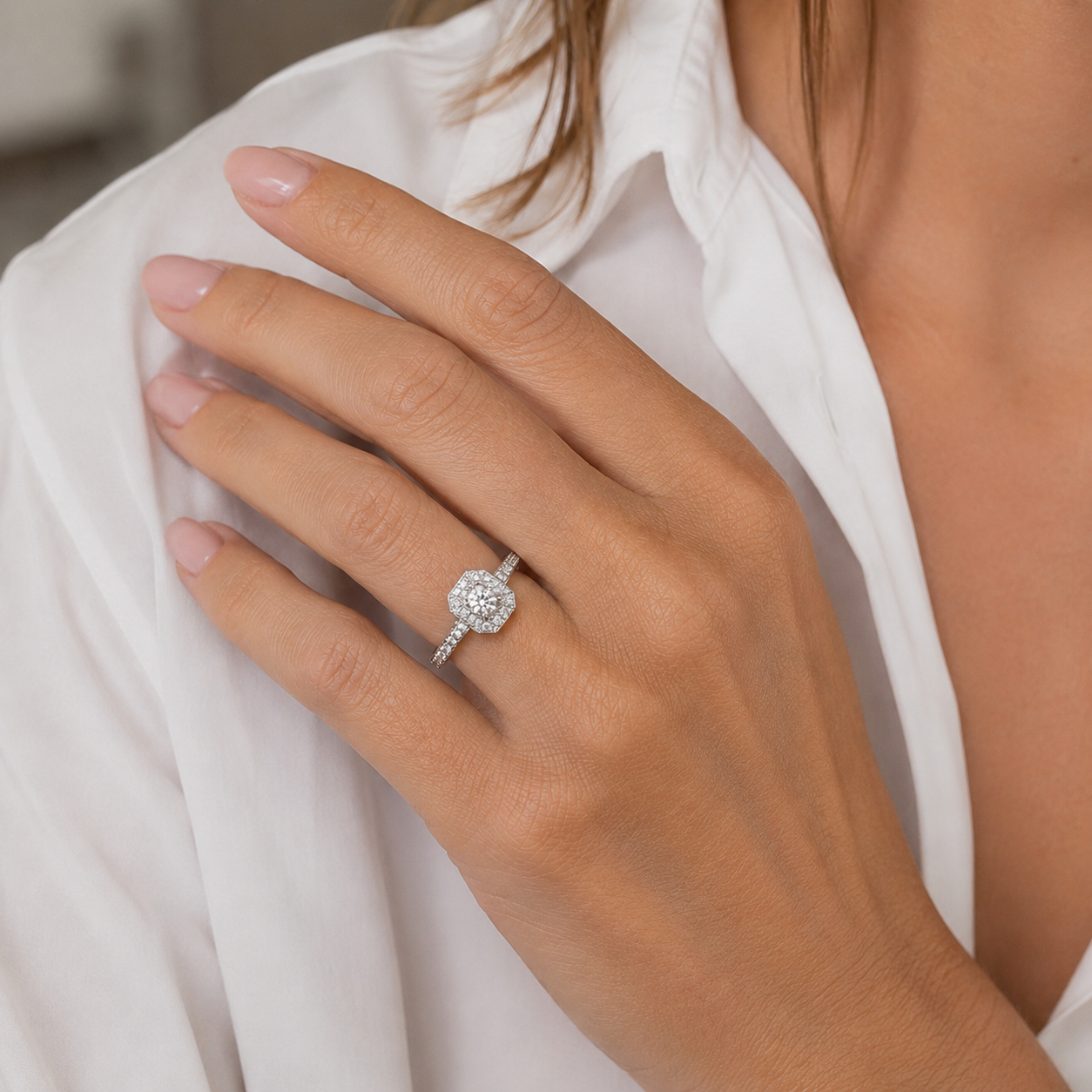 Bague de Fiancaille - Or blanc et Diamants