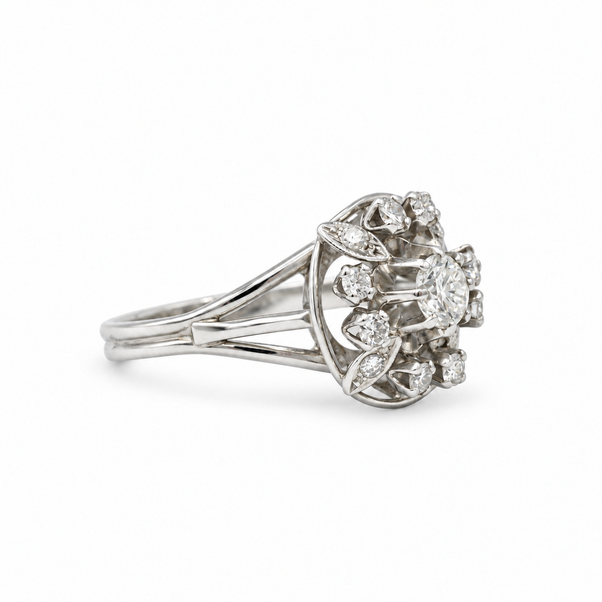 Bague Marguerite Or blanc et diamants