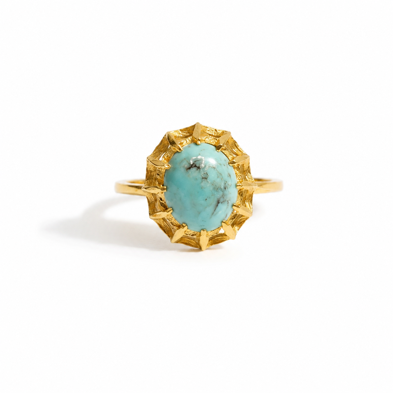Bague - Or jaune - Cabochon turquoise