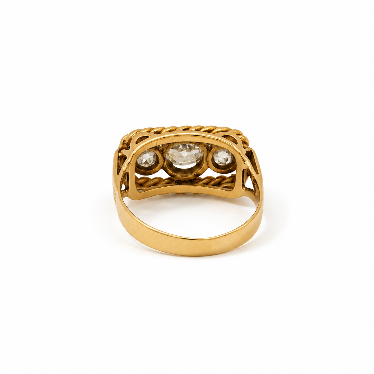 Bague trilogie - Or Jaune et Diamants - Année 40