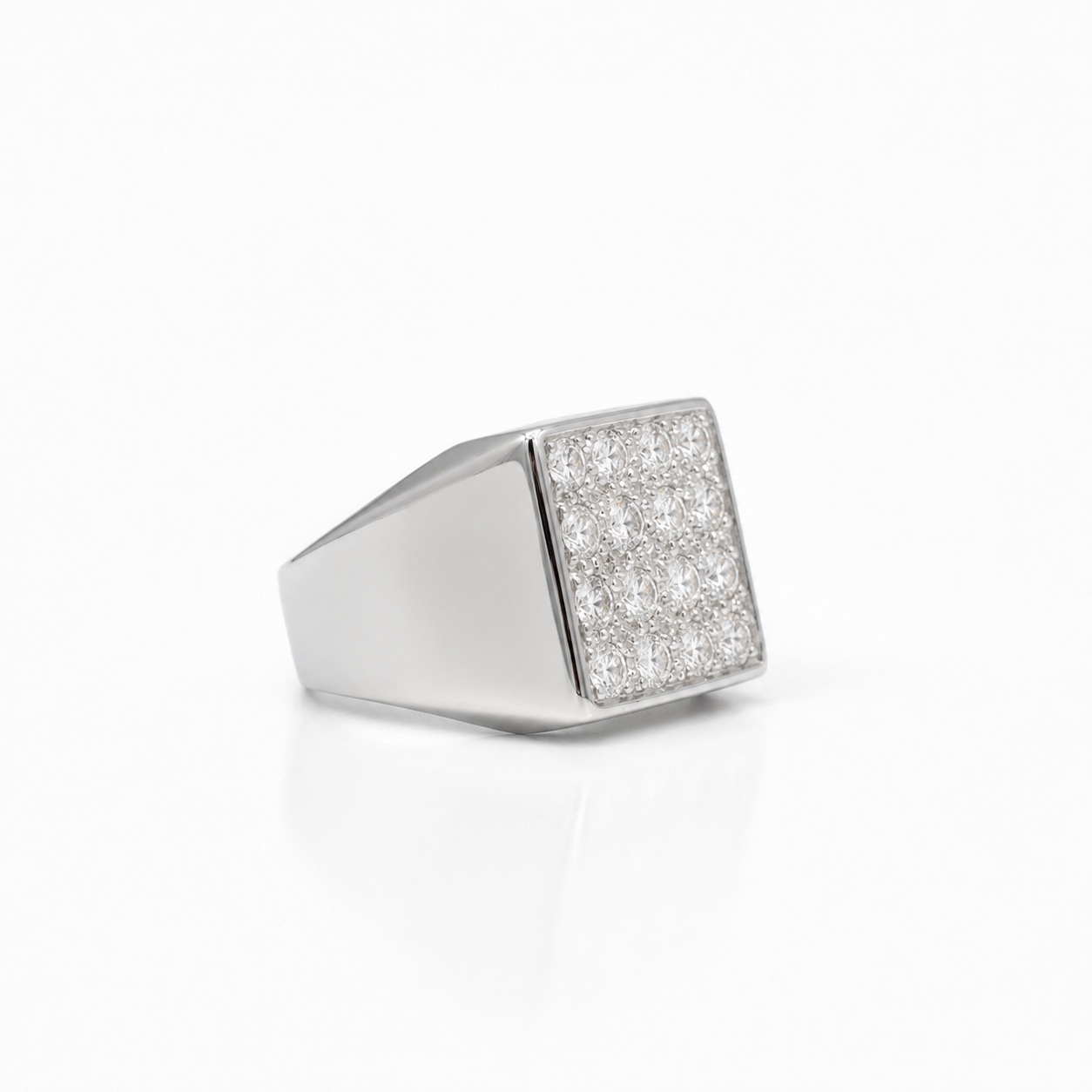 Chevalière Or blanc - Diamants 1,92 carats