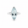Bague Marquise Or Blanc - Aiguë Marine