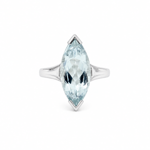 Bague Marquise Or Blanc - Aiguë Marine
