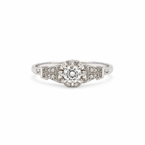 Art déco - Bague Or blanc - Diamants