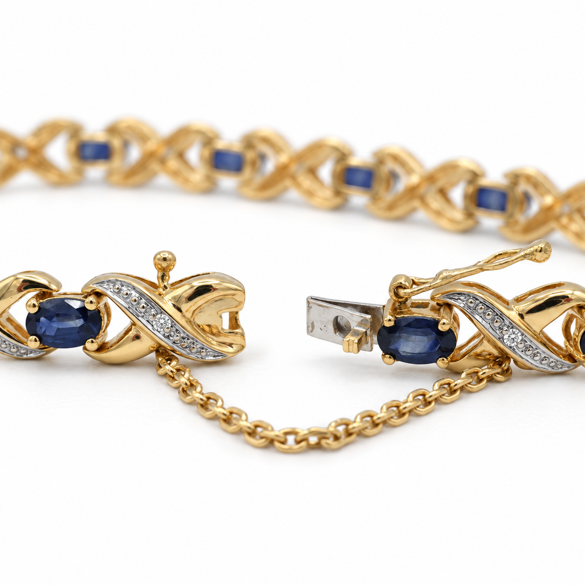 Bracelet or jaune saphirs et diamants