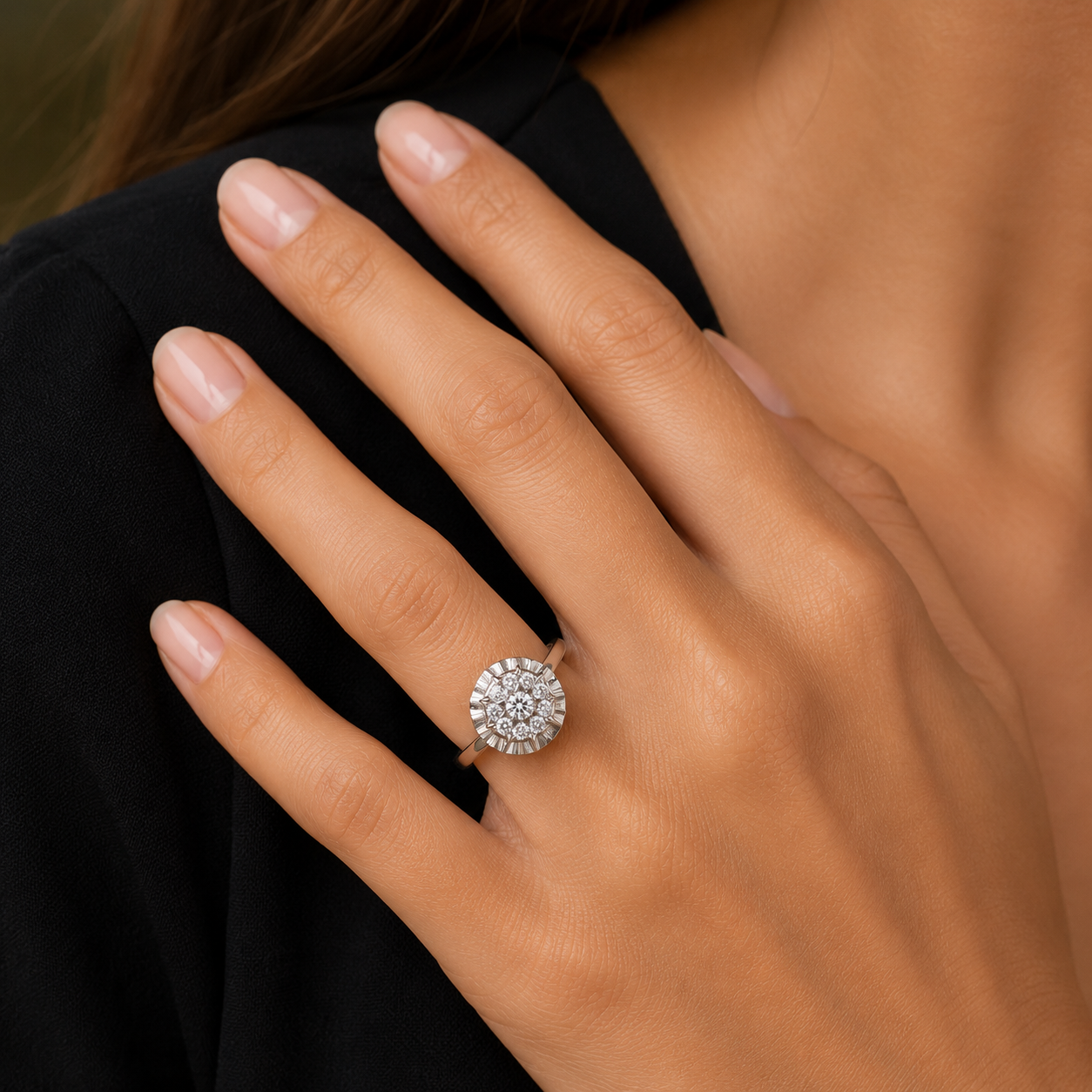 Bague Vintage  Or Blanc et Diamants - Année 50