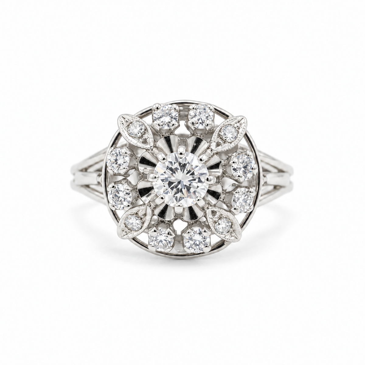 Bague Marguerite Or blanc et diamants
