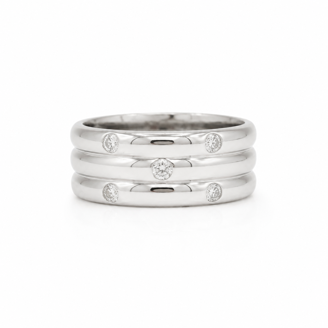 Bague Bandeau - Or blanc et Diamants