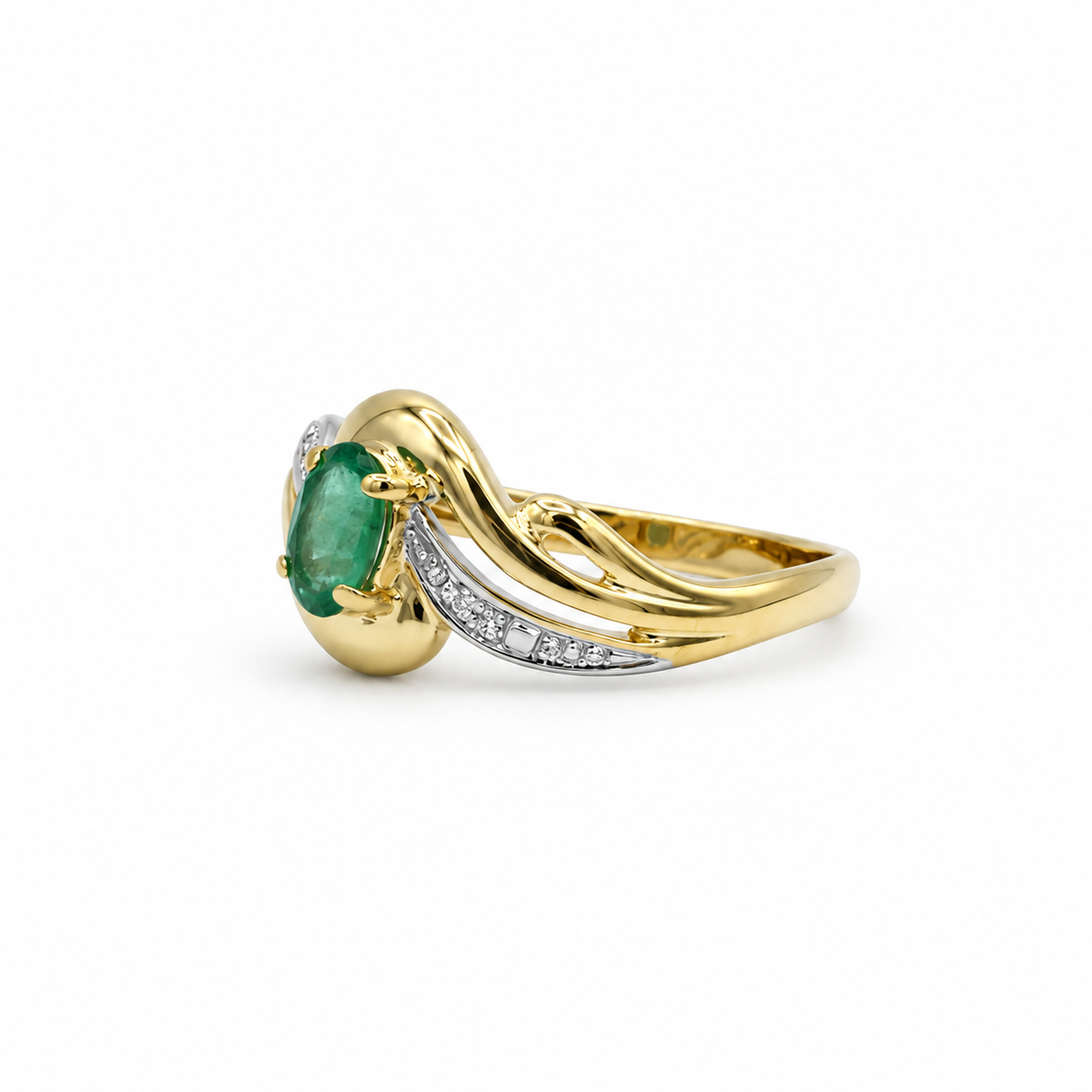 Bague Or Jaune et Blanc Emeraude 0,30 carat