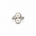 Bague Toi et Moi - Or Blanc - Perles de culture et Diamants