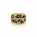 Bague Bandeau - Or jaune et Saphirs