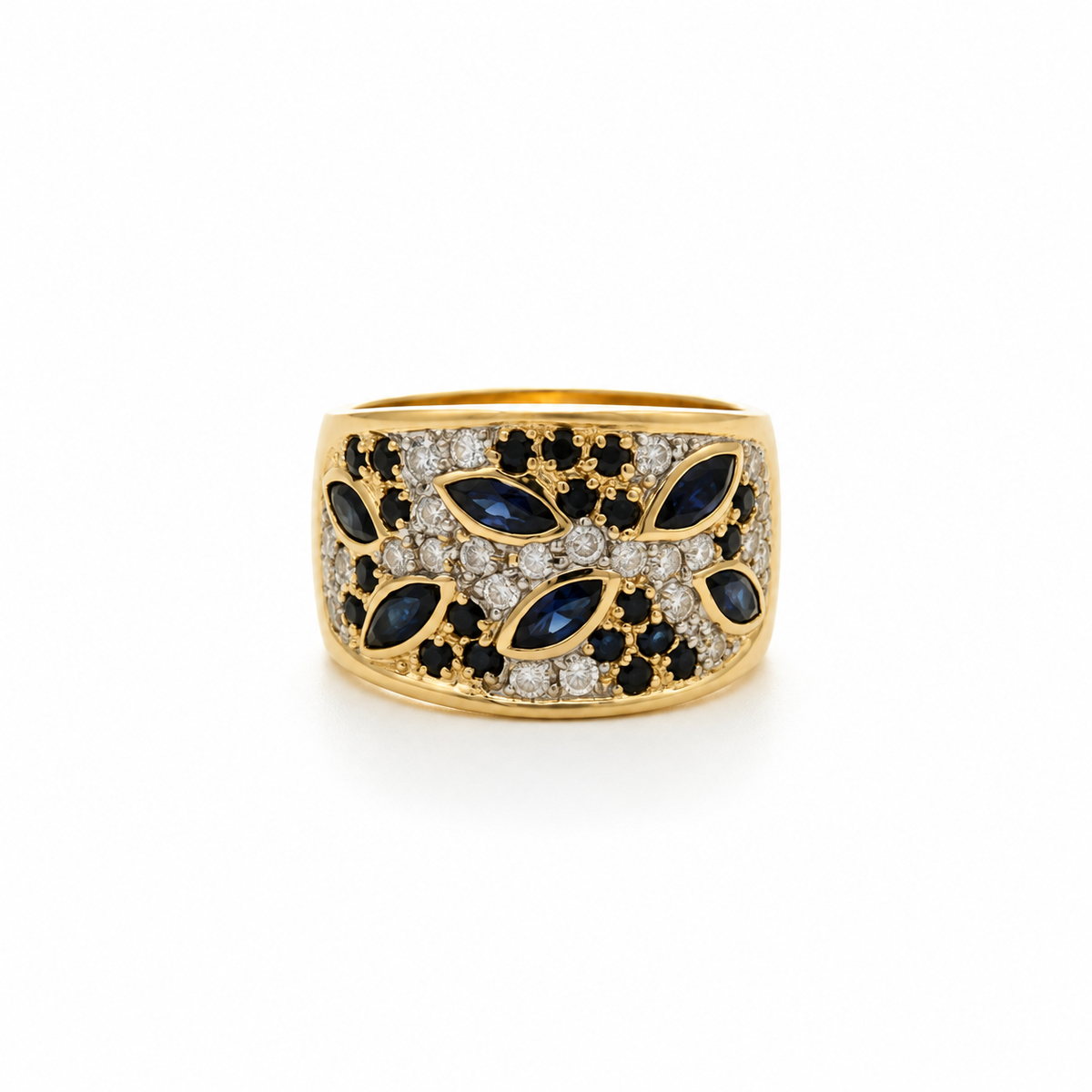 Bague Bandeau - Or jaune et Saphirs