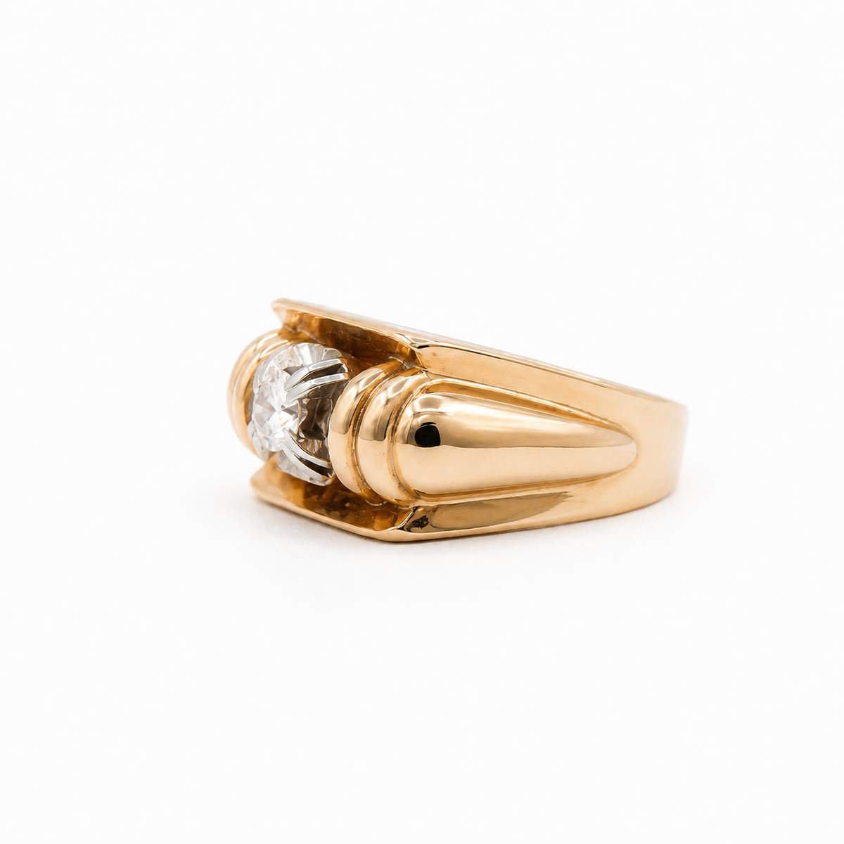 Bague Tank - Or rosé et Platine - Diamant 0,19 carat