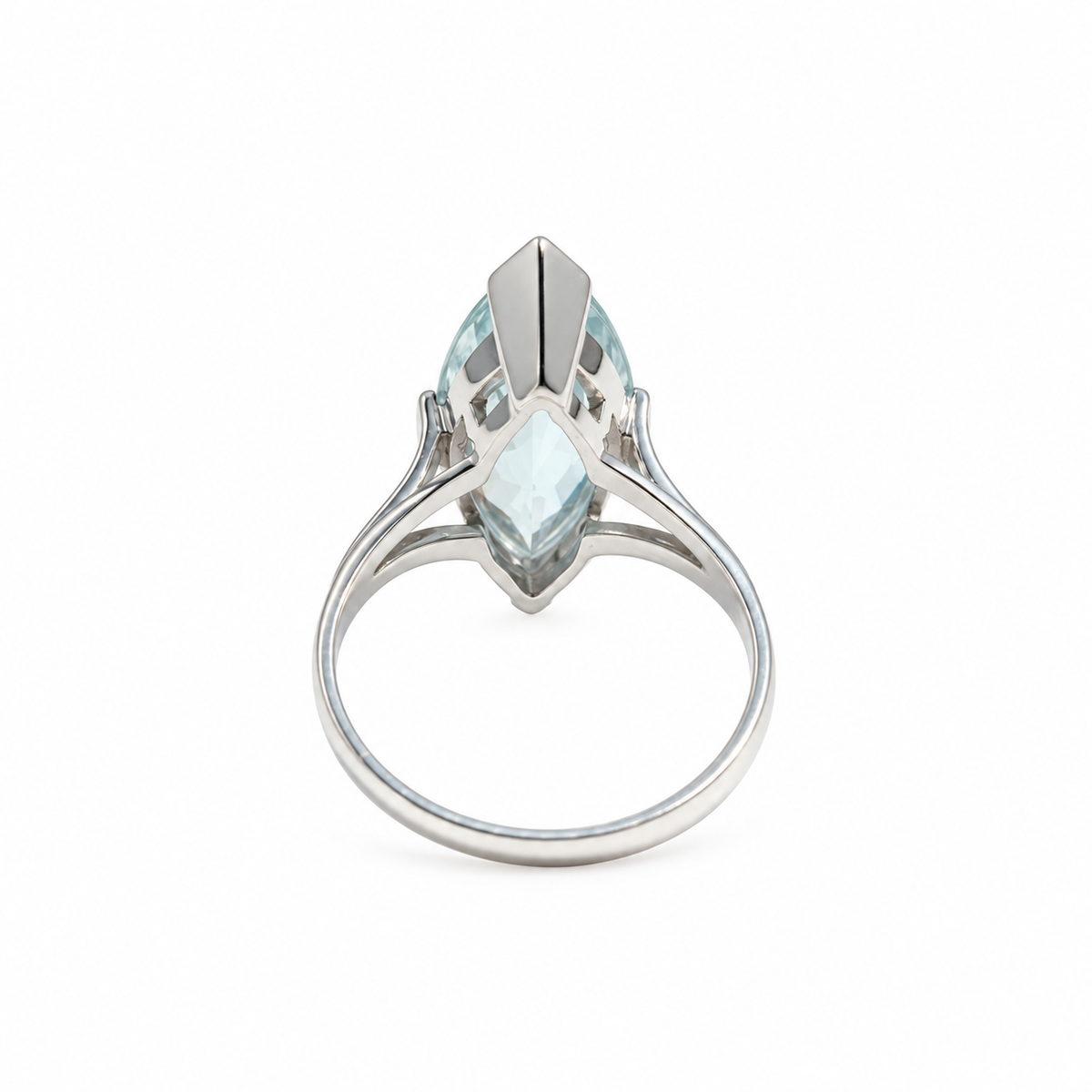 Bague Marquise Or Blanc - Aiguë Marine
