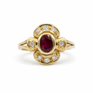 Bague Vintage - Or jaune Rubis et Diamants