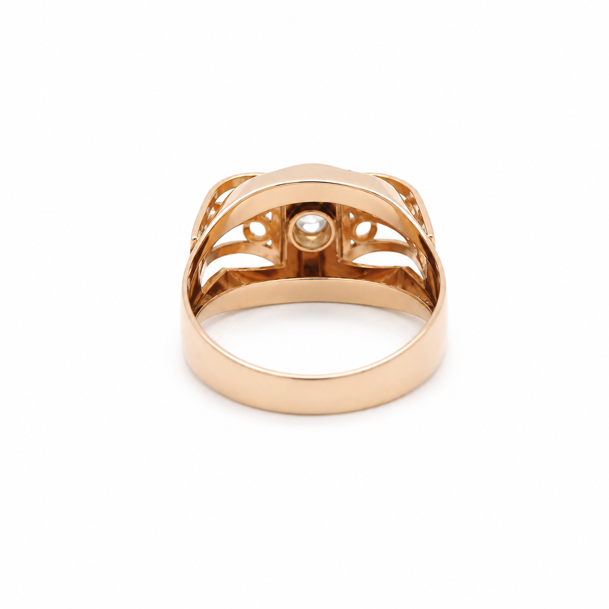 Bague Tank - Or Rose et Diamant