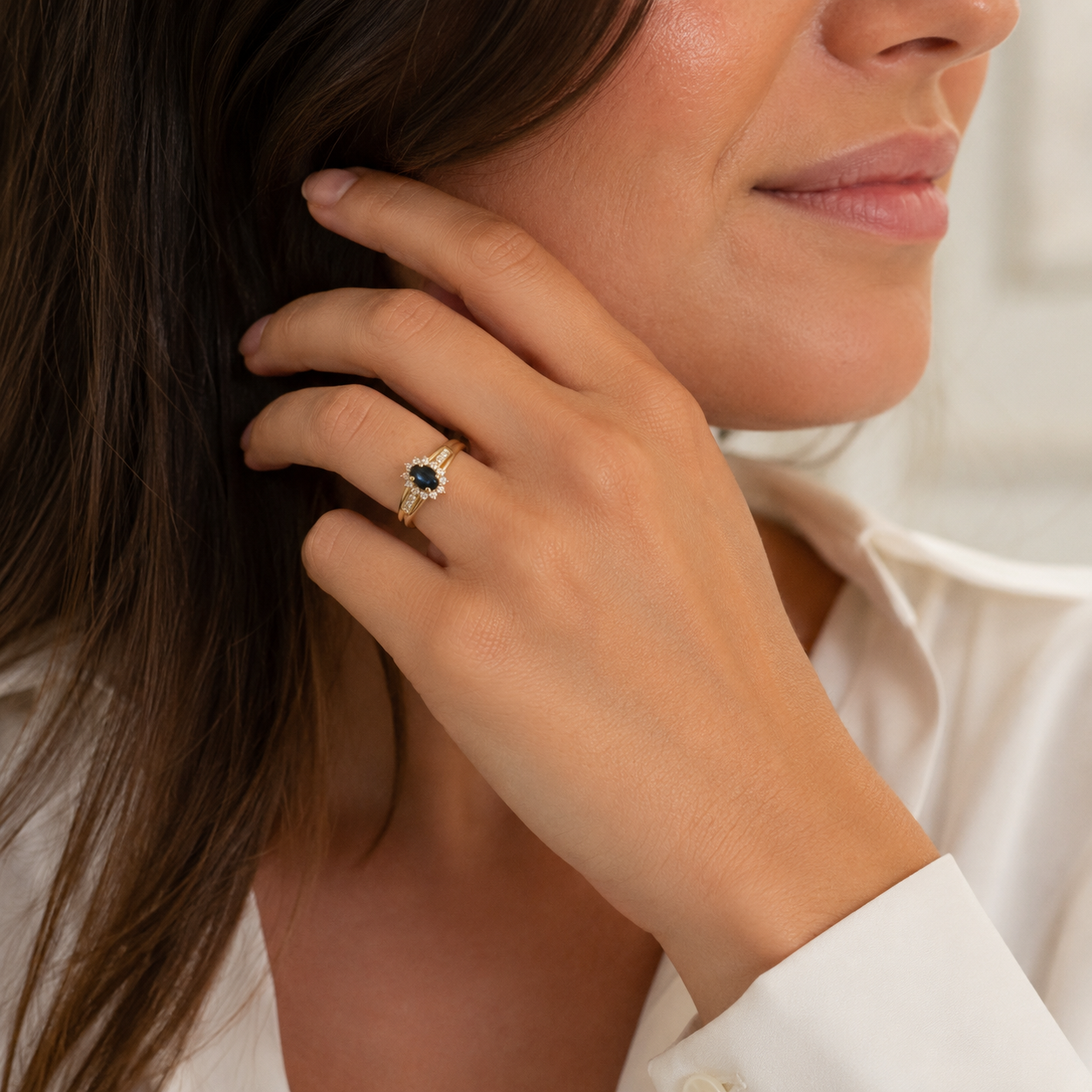 Bague Marguerite - Or jaune - Saphir et Diamants