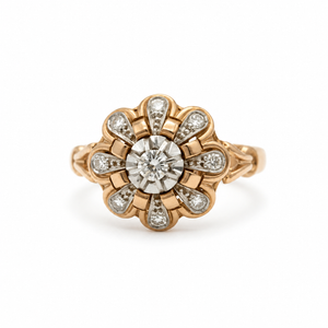 Daisy Tank Ring - Rose Gold - Diamonds