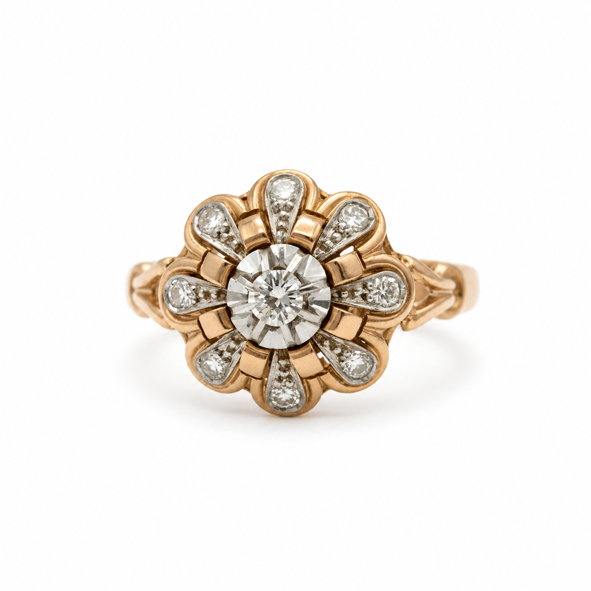 Daisy Tank Ring - Rose Gold - Diamonds