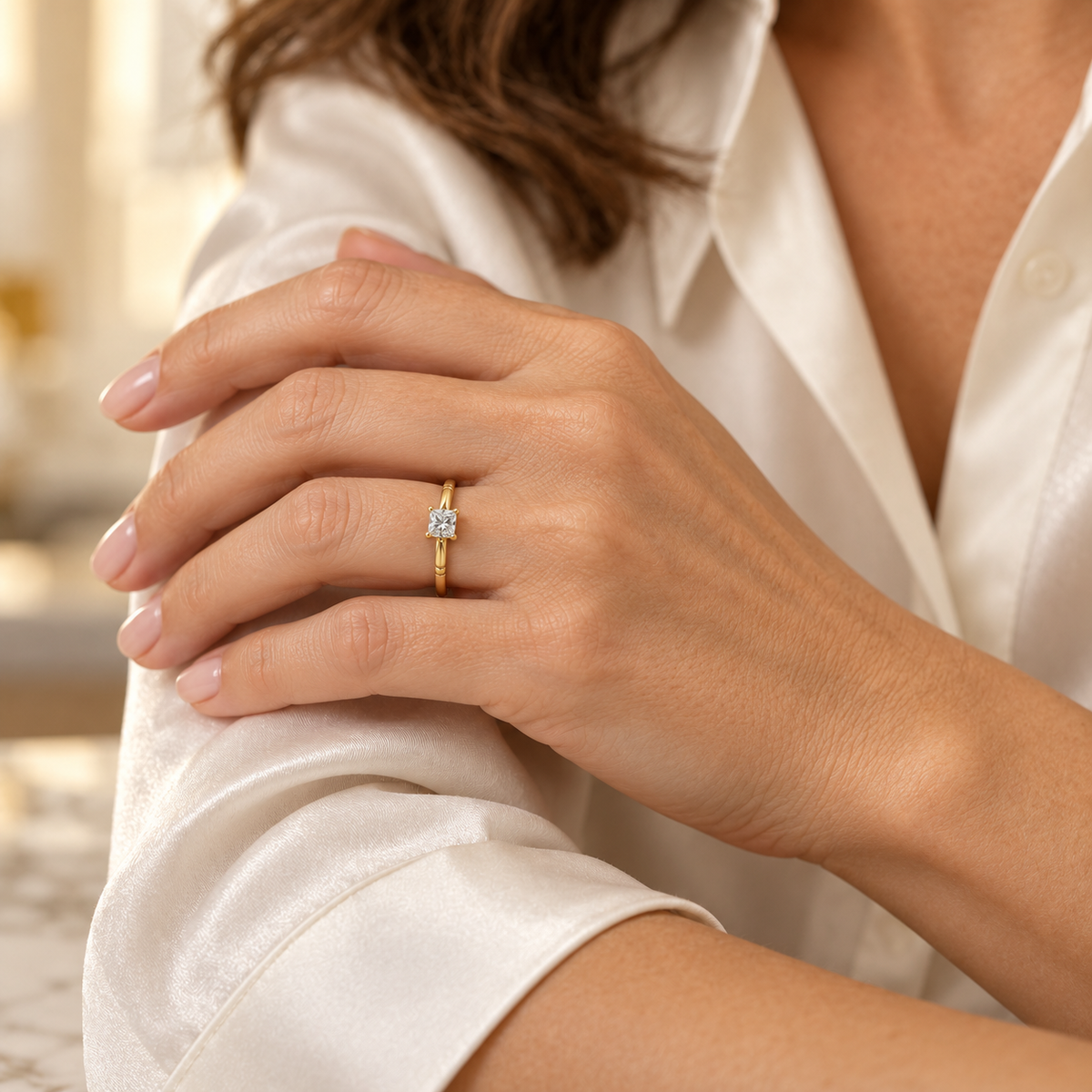Solitaire Or jaune et Diamant
