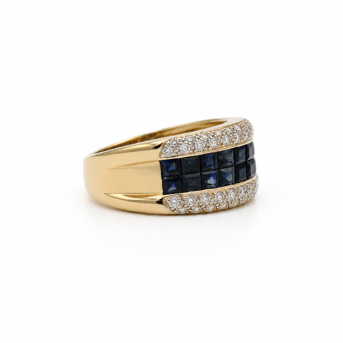 Bague Bandeau - Or jaune - Saphirs et Diamants
