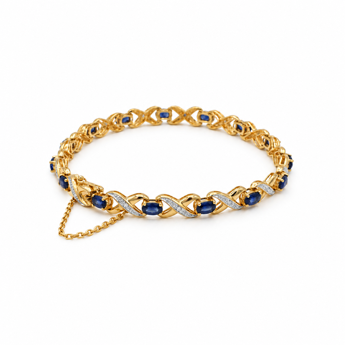 Bracelet or jaune saphirs et diamants