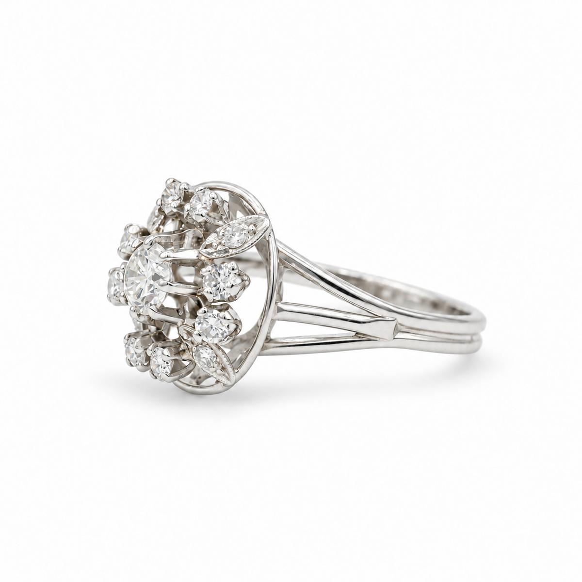Bague Marguerite Or blanc et diamants