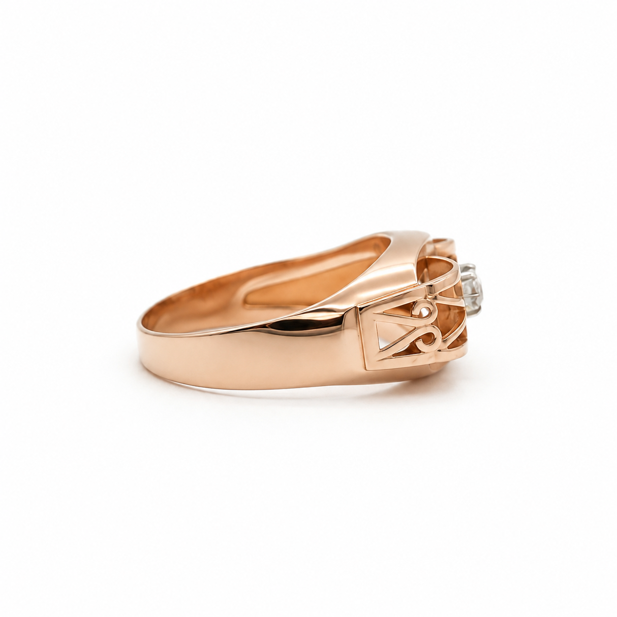 Bague Tank - Or Rose et Diamant