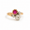 Bague Toi et Moi - Or rosé - Diamants et Rubis
