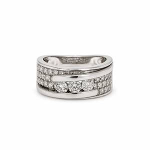 Bague Trilogie Or blanc - Pavage Diamants