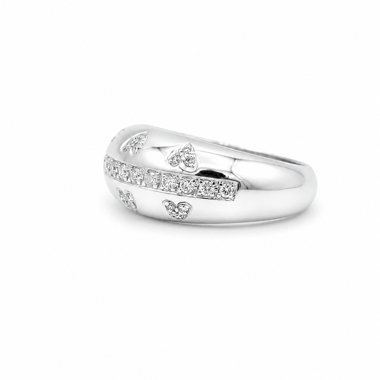 Bague Jonc - Or Blanc - Diamants