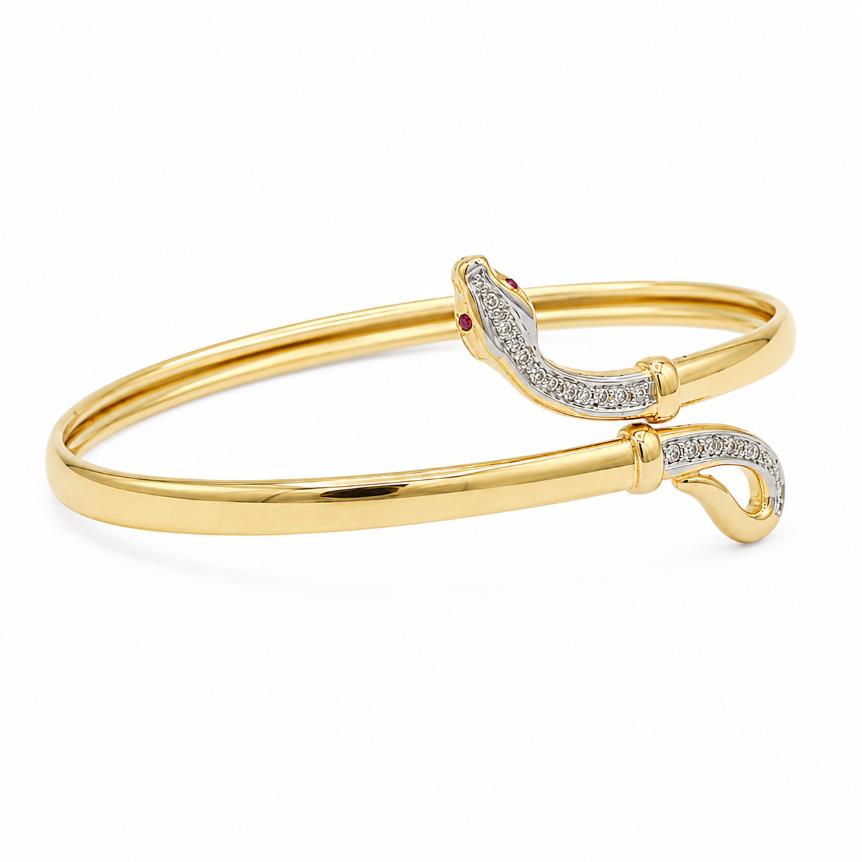 Bracelet Jonc - Serpent - Or jaune - Diamants