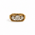 Bague trilogie - Or Jaune et Diamants - Année 40