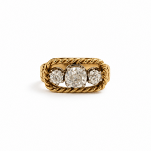Bague trilogie - Or Jaune et Diamants - Année 40